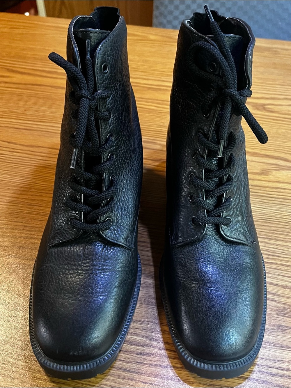 Khombu Paxton II Black Lace-Up Leather Ankle Boots Size 6.5M